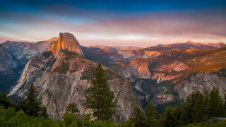 Mountain range sunset clouds forest 3 - sense of awe free wallpaper