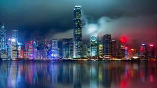 City skyline night reflection fog - adrian zingg free wallpaper