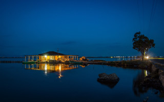 House lake night boat dock - bouchta el hayani free wallpaper