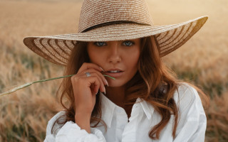 Woman hat flower wheat sun - a field of wheat free wallpaper for desktop
