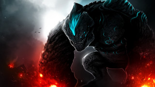 Godzilla battle fire embers glowing - dragon art free wallpaper