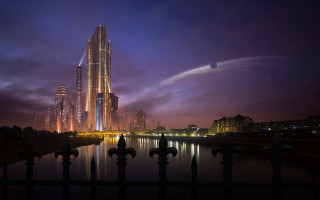 City skyline river bridge night 22 - christopher moeller free wallpaper