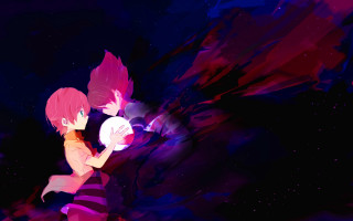 Girl heart astronaut starry night - her hand and a man free wallpaper