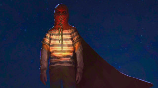 Man striped shirt red mask - character concept art free wallpaper