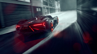 Black sports car night red 2 - body free wallpaper for desktop