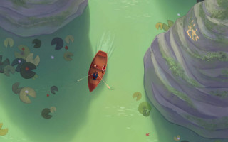 Red boat water rocks plants - atey ghailan free wallpaper