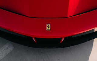 Red sports car yellow sticker - detailed face free wallpaper