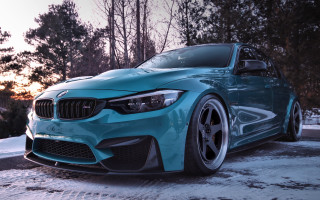 Blue car snow trees night - a few snow free wallpaper for desktop