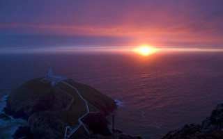 Lighthouse cliff ocean sunset pink 4 - andrew geddes free wallpaper for desktop