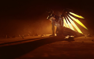 Man stage bird arm backlighting - dramatic free wallpaper for desktop