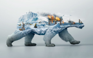 Polar bear ice mountain snow - extreme illustration free wallpaper