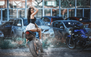 Woman motorcycle parking lot art - behance hd free wallpaper
