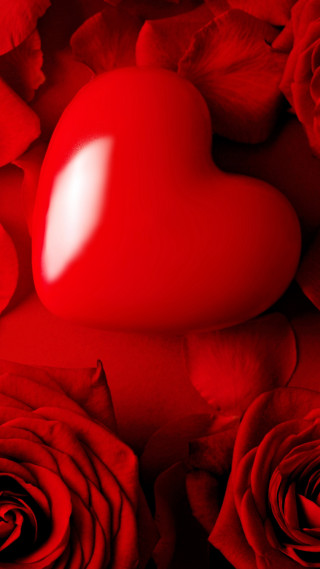Red heart roses petals background - a red heart free wallpaper for mobile
