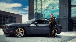 Blonde woman gray car cloudy - neoclassicism free wallpaper for desktop