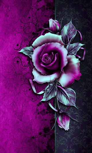 Purple rose leaves background black - a purple rose free wallpaper
