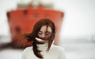 Woman boat wind blowing hair - evaline ness free wallpaper