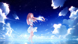 Girl clouds star light anime - a cloud free wallpaper for desktop