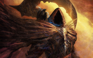 Dragon bird wings spread yellow - a painting of a dragon free wallpaper