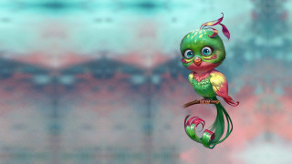 Green pink bird flower 3d - its tail free wallpaper