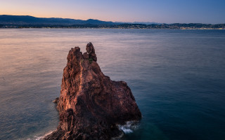 Rock water mountain sunset beach - bernard meninsky free wallpaper