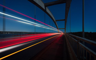 Bridge light night milkyway star - motion blur free wallpaper