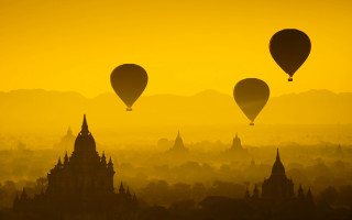 Hot air balloons city sunset - hot air balloon free wallpaper