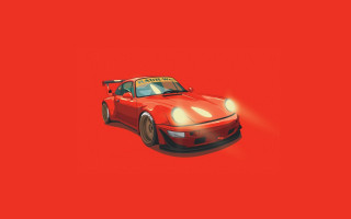 Red sports car taxi vector - outrun free wallpaper