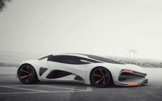 White sports car fence tree 2 - the foggy sky free wallpaper