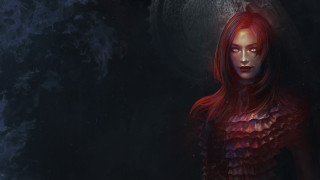 Red hair black dress gothic - bastien l. deharme free wallpaper