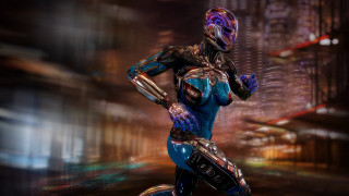 Futuristic suit motorcycle cyberpunk city - eve ryder free wallpaper