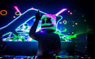 Dj neon mask party mixer - a party free wallpaper
