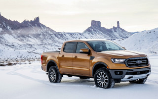 Brown truck snow mountains vehicle - a few cloud free wallpaper for desktop