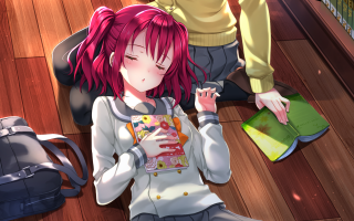 Girl pink hair floor backpack - a floor next free wallpaper