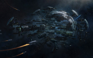 Space station lights smoke aliens - a space station free wallpaper for desktop