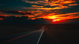 Sunset road car clouds horizon - the sky above free wallpaper