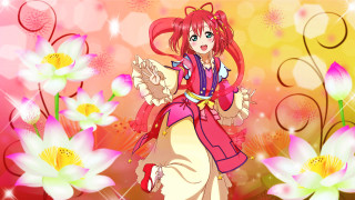 Girl pink dress field flowers - a pink hat free wallpaper