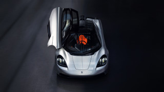 Silver sports car orange headlight - hood free wallpaper for desktop
