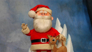 Santa deer snowhill blue background - hill free wallpaper