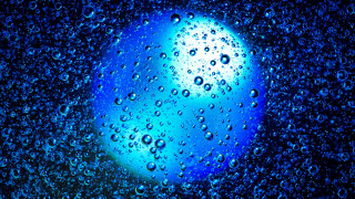 Blue light water droplets holography - shining free wallpaper