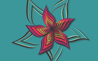 Red flower green background gradient - surreal design free wallpaper for desktop