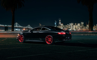Black car red rims city - red rim free wallpaper