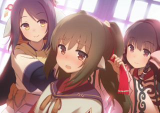 Anime girls long hair scarf 2 - their shoulder free wallpaper