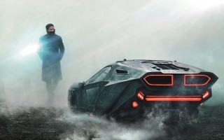 Futuristic car man fog bright - blade runner free wallpaper