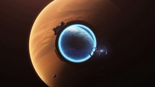 Space station blue ring aurora - star citizen halo free wallpaper