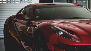 Red sports car garage window - fine art free wallpaper