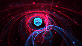 Red blue swirling hologram planet - swirl free wallpaper for desktop