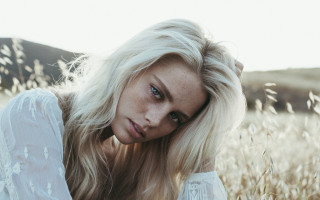 Blonde woman portrait field snow - christabel dennison free wallpaper for desktop