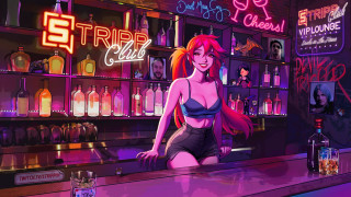 Cyberpunk woman bikini bar neon - a bar free wallpaper