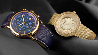 Watches black surface gold blue - a flemish baroque free wallpaper
