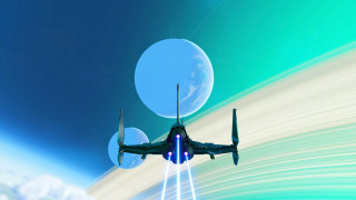 Jet blue sky white streak - sci fi free wallpaper